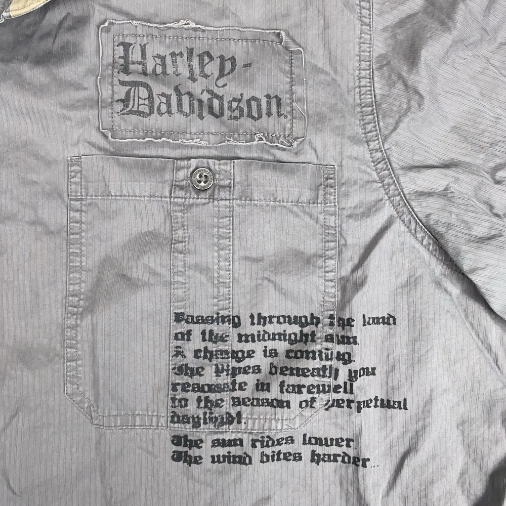 Harley Davidson Men's Gray Button Down Short Sleeve Work Shirt 2XL Graphic Print - Picture 3 of 13